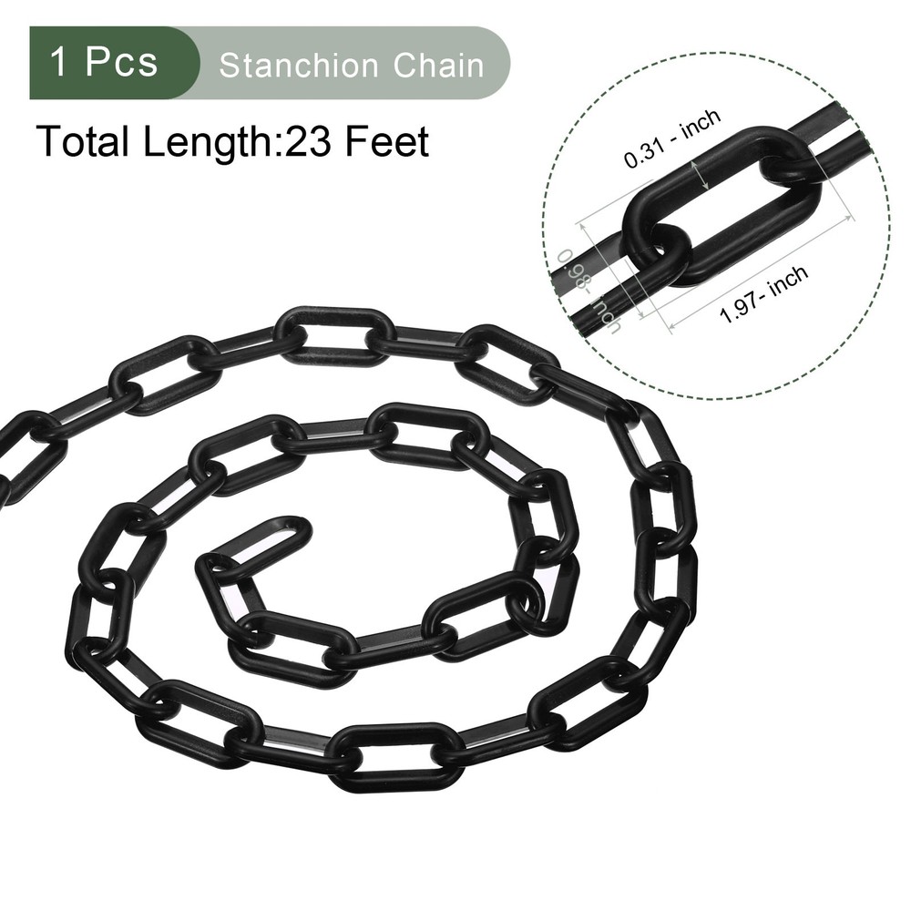 Plastic Chain Barrier (Black, 23 Feet, 0.3" Dia)