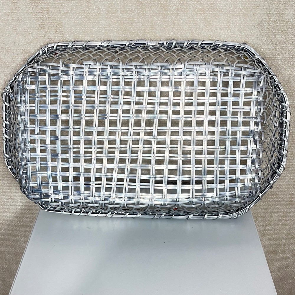 Dary Rees Silver Woven Wire Basket with Colorful Jewels Rectangular