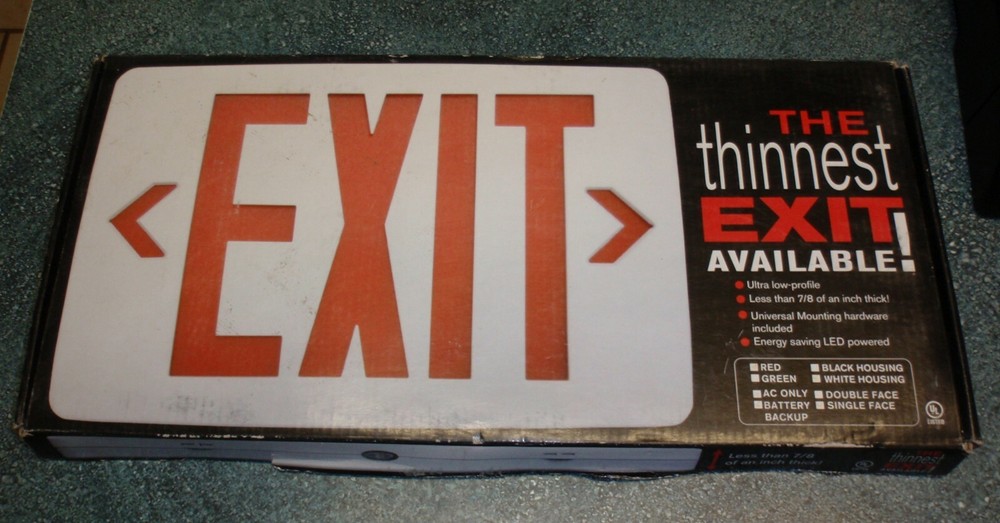 THIN LED Exit Sign With Battery Backup - FAST SHIPPING!
