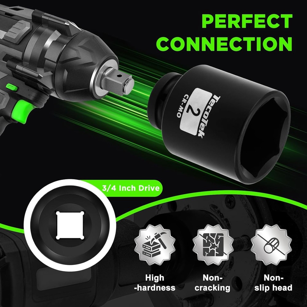 3/4" Drive Deep 6-Point Impact Socket Set, 14-Piece Heavy Duty Impact Socket