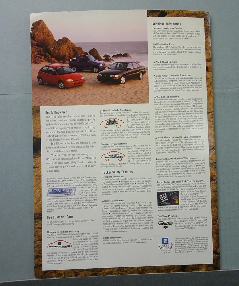 1995 Geo Tracker Sales Catalog