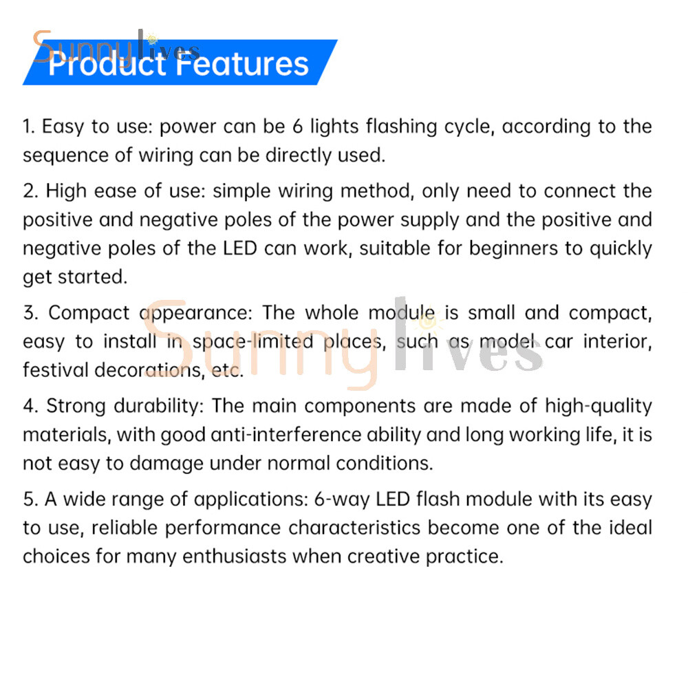 5 piece DC3-5V 6-Channel LED Cycle Flashing Scrolling Light Control Module DIY
