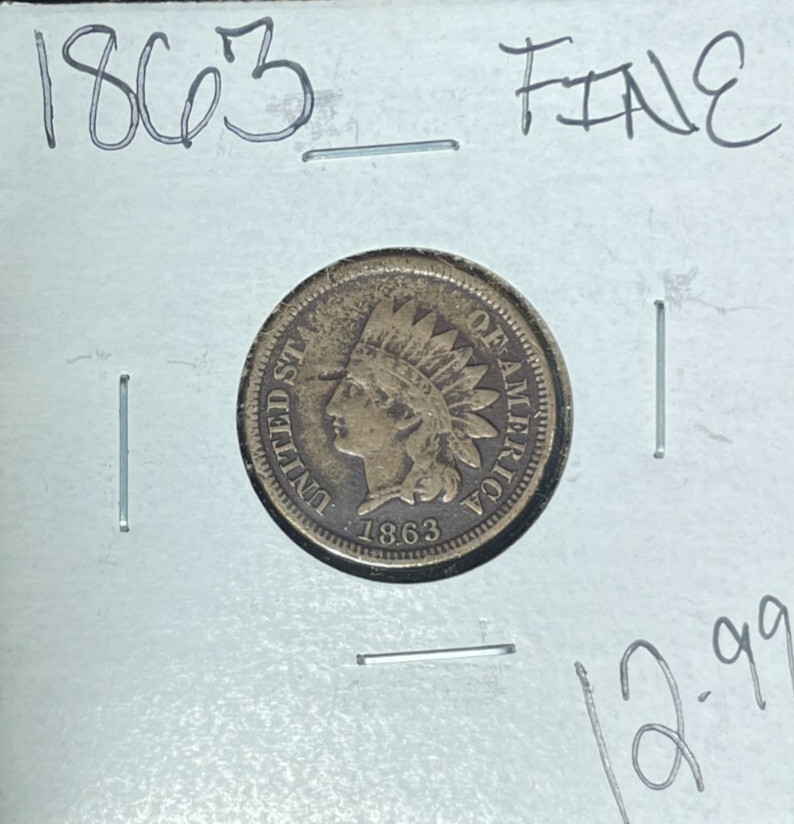 1863 INDIAN HEAD CENT ~FINE  ~NICE COIN~