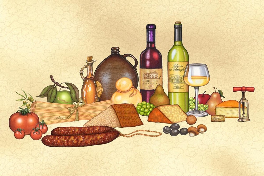 Ceramic Backsplash Tile Mural Wine Themed Kitchen - Tuscan Vignette I