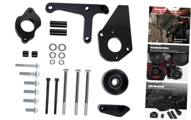 LS Power Steering Pump Alternator Low Mount Bracket Compatible with Camaro