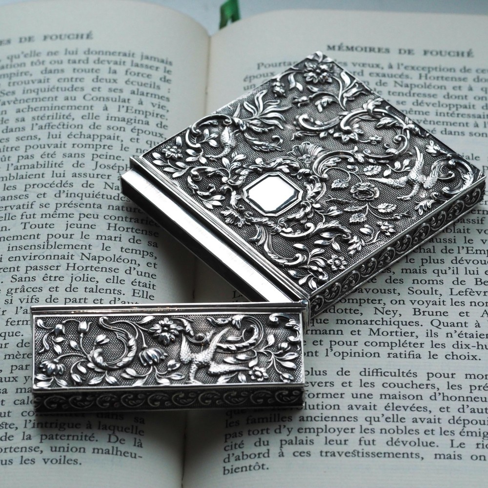 Antique Georgian Solid Silver Card Case with Gorgeous Decorations - Willmore 183