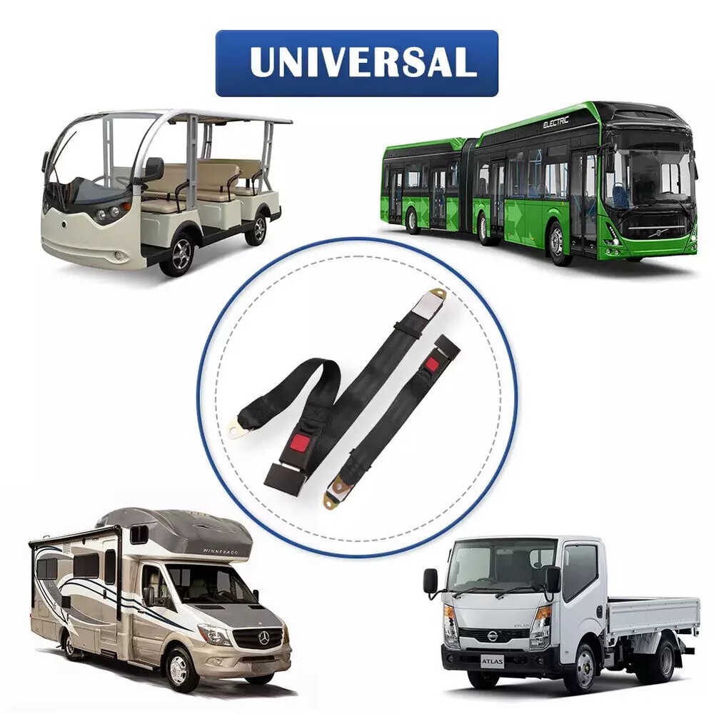 2pcs Universal Adjustable 2 Point Retractable Auto Car Seat Lap Belt Kit Black