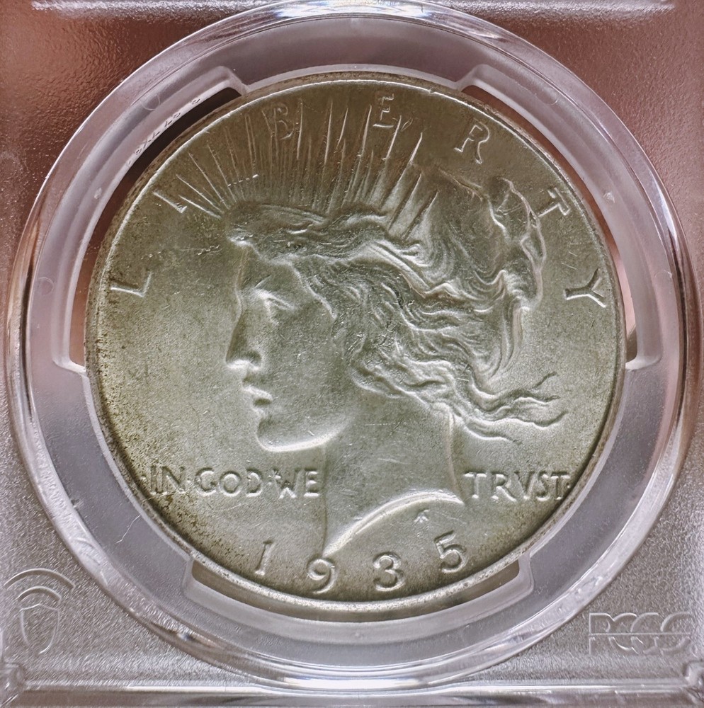 1935 peace silver dollar PCGS AU58