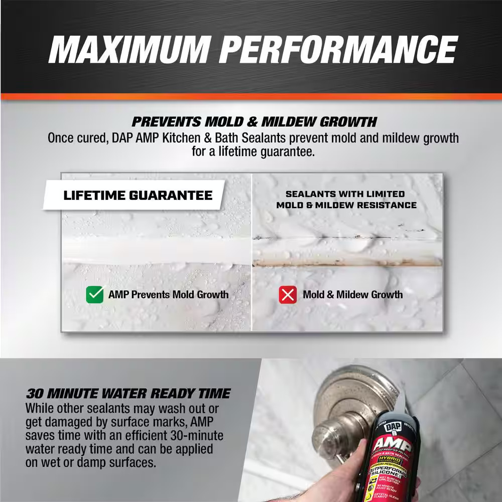 AMP Advanced Modified Polymer 9 Oz. Crystal Clear Kitchen and Bathroom Sealant