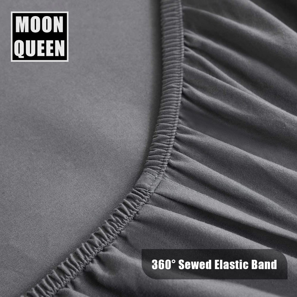 MOONQUEEN 2-Pack Baby Fitted Crib Sheets - Soft Breathable Standard, Grey