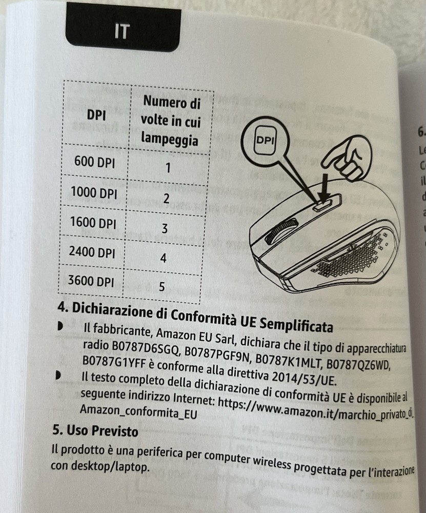 Amazon Basics Ergonomics Wireless Mouse Instruction Manual