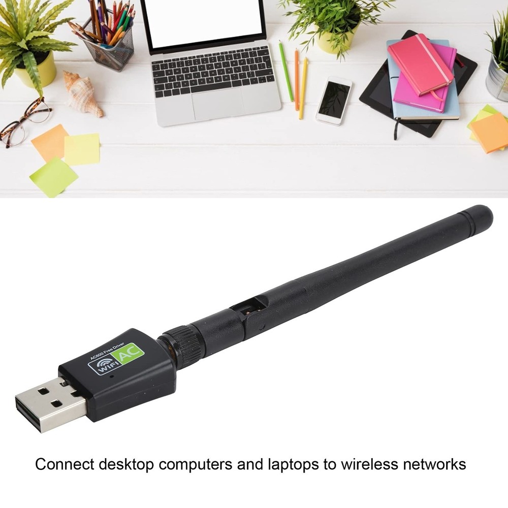 USB Adapter, Network Card, WLAN Receiver Antenna, Ethernet 600Mbps, Black