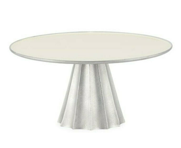 Marigold Artisans 101101013 Fluted Footed Cake Stand in Silver/Ivory