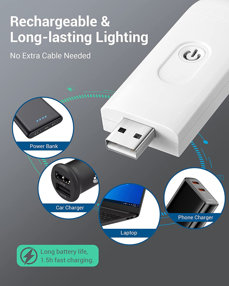 USB Rechargeable Book Light, Warm White, Brightness Adjustable for Eye-Protectio