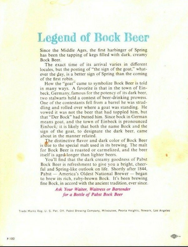 Vintage Pabst Bock Bear Lithograph Table Topper