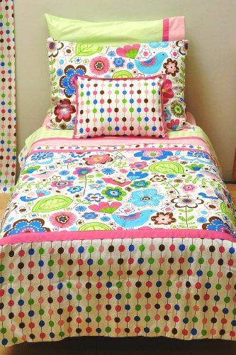Bacati - Botanical Sanctuary Multicolor Pink Quilted Sheet