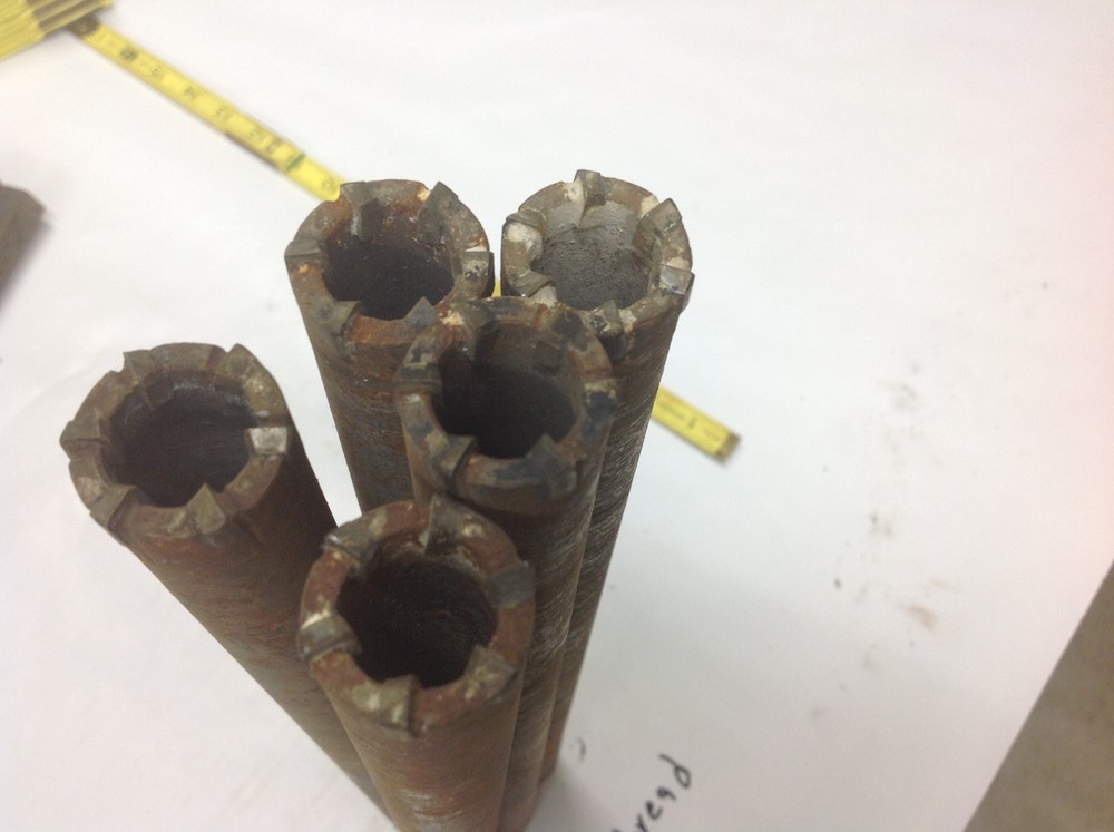 (5) 1" x 14" Long 11 Thread Concrete Core Drill Bit USED black.
