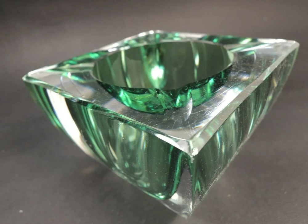 Val St Lambert Heavy  Modern Glass Ashtray