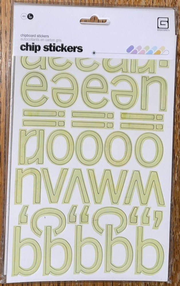 Basic Grey Designer Chipboard Kioshi Alphas Real Thick & Sticky Chip Sticker 4pg