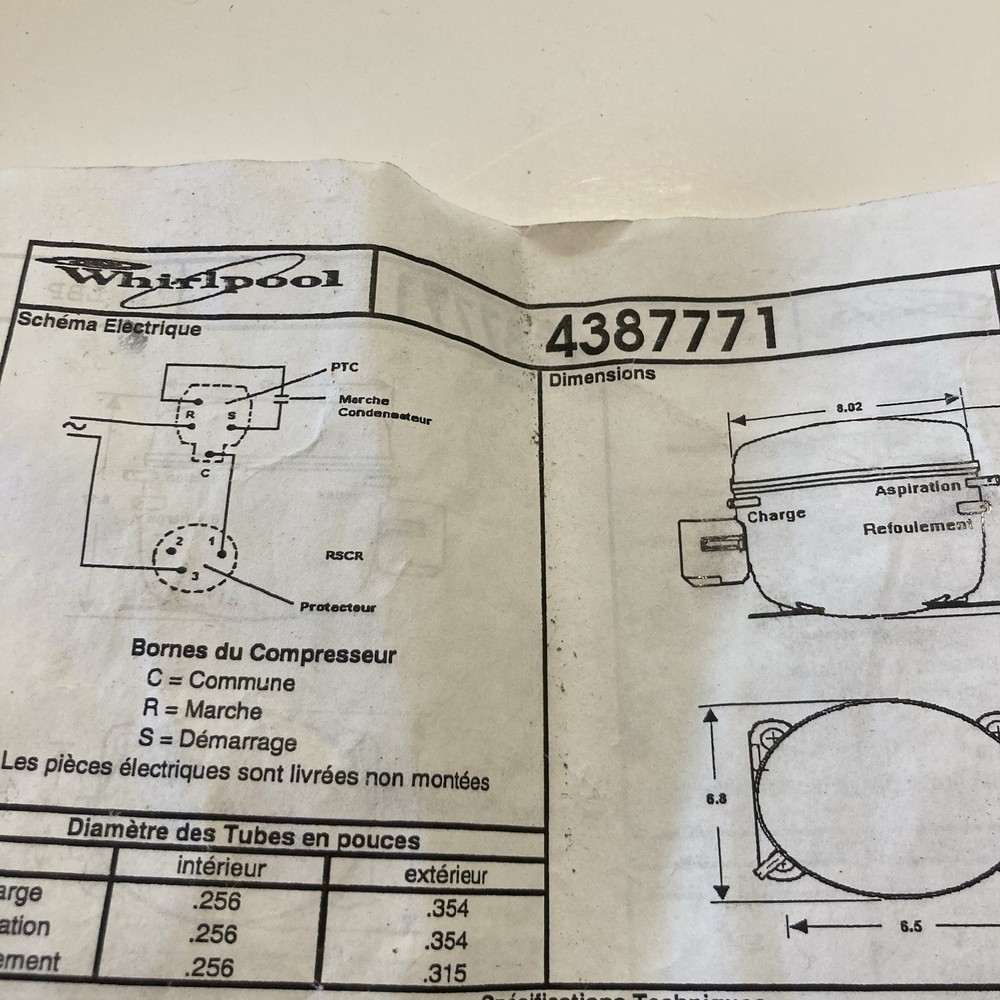 Whirlpool 4387771 Replacement Compressor FREE SHIPPING