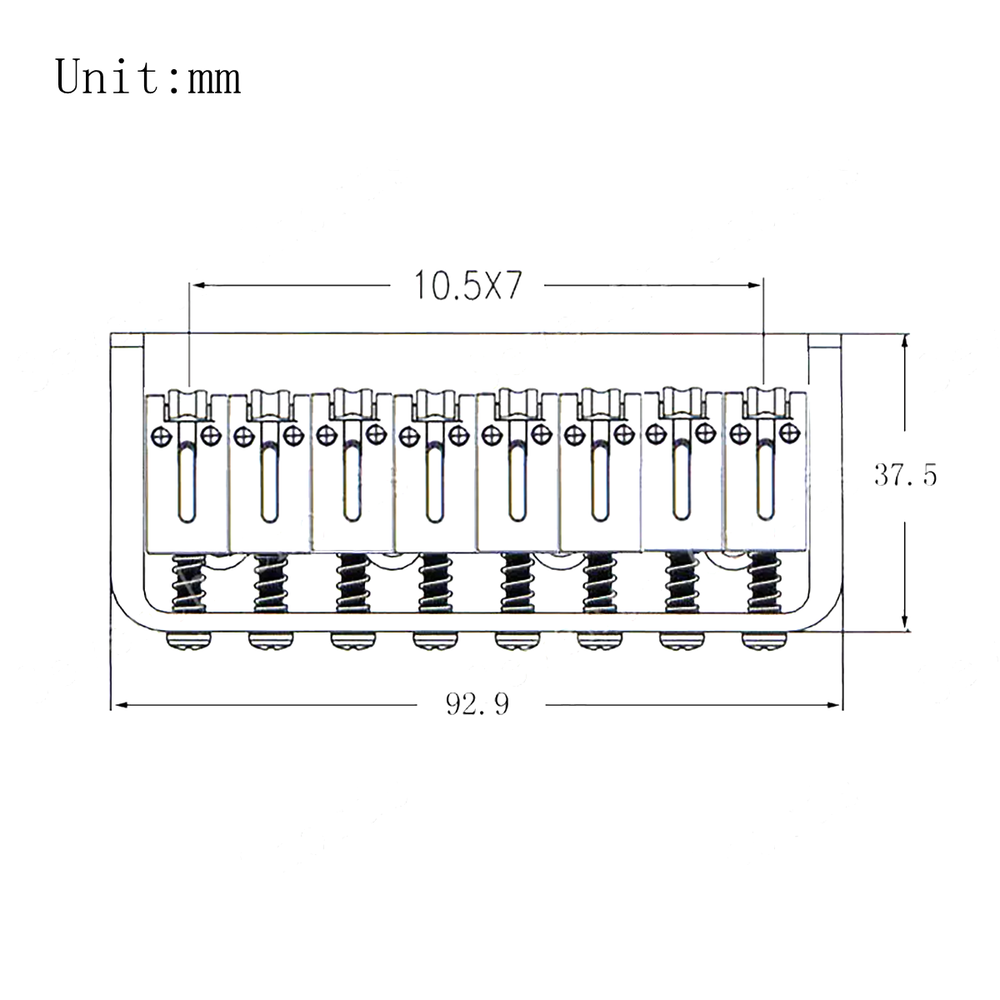 Metal 8 String Electric Guitar Fixed Bridge Roller Saddles Hardtail Bridge Black