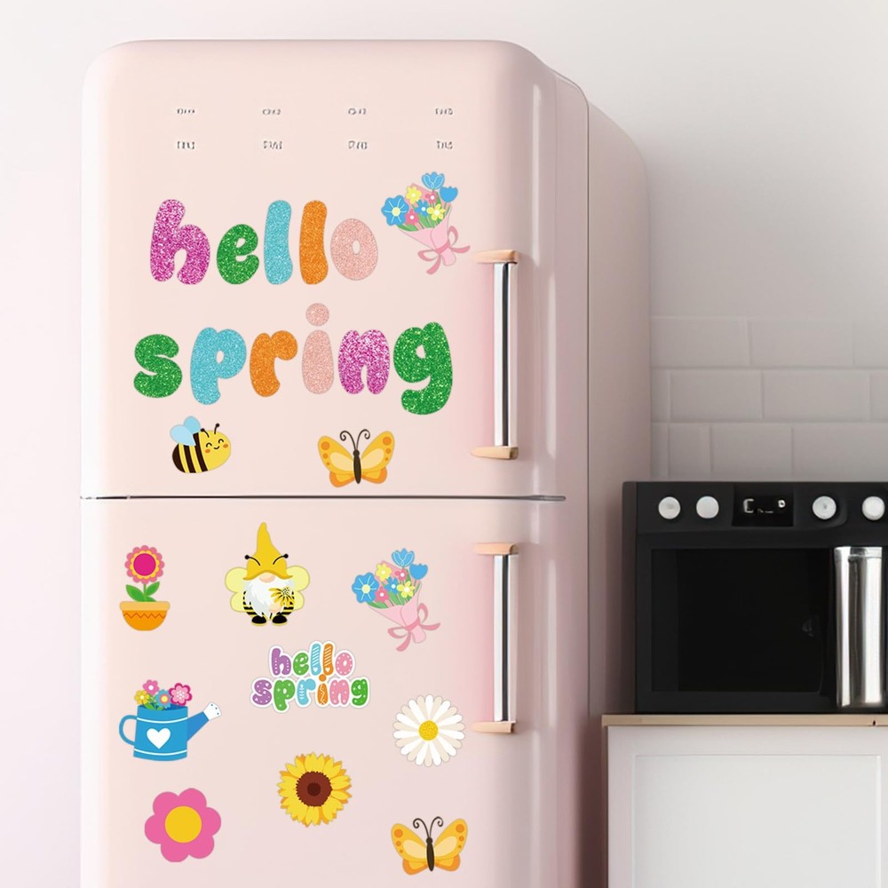 FYSUIMU 31 Pcs Spring Refrigerator Magnet Magnetic Sticker Hello R
