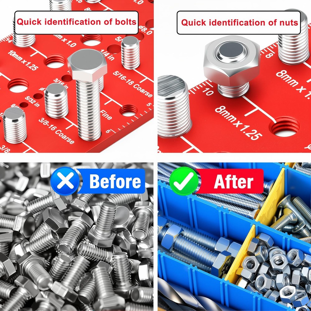 Manalete Thread Checker, 55 Nut and Bolt Screw Size Red