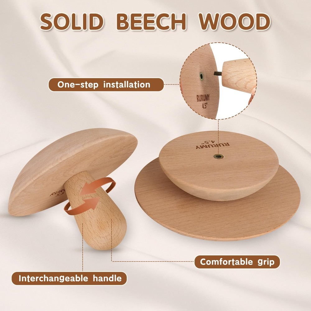 Pottery Molds Solid Wood - 4.5", 5.5", 6.5" Ceramic Clay Mold Set with Interc...