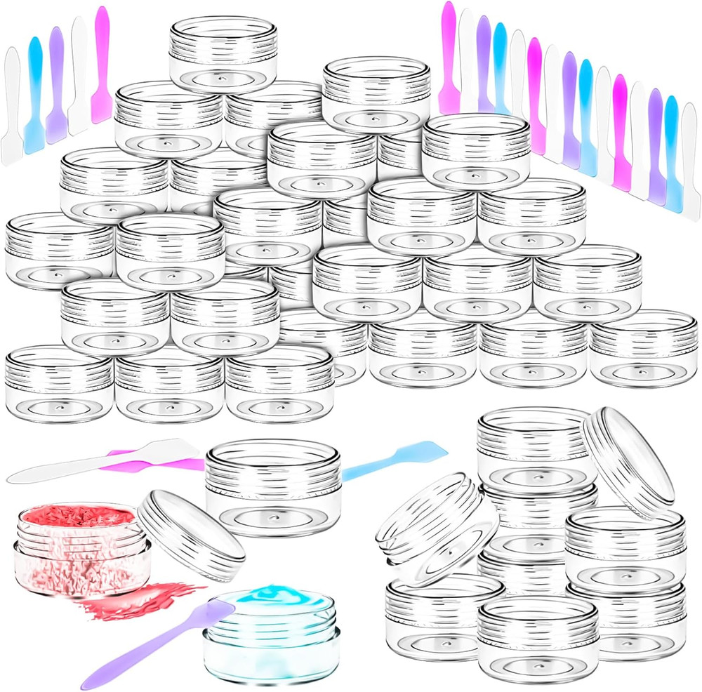 50PCS 10g Empty Sample Containers with Clear Lids,Refillable Makeup Sample Conta