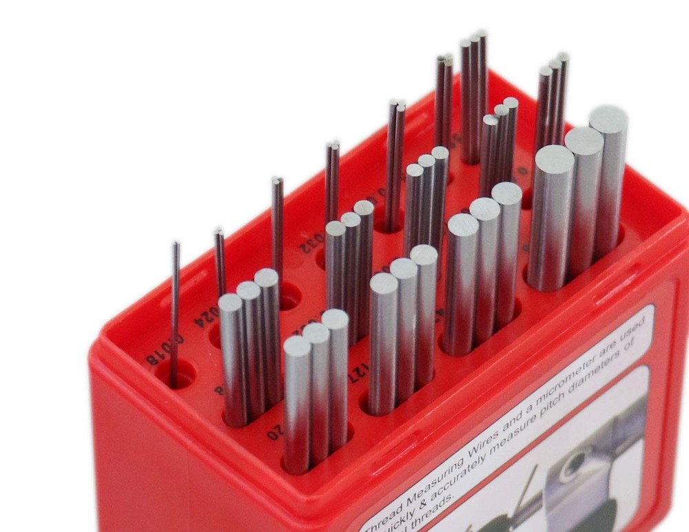 U.S. and Metric Thread Measuring Wire Set with Thread Measuring Wire Holders,...