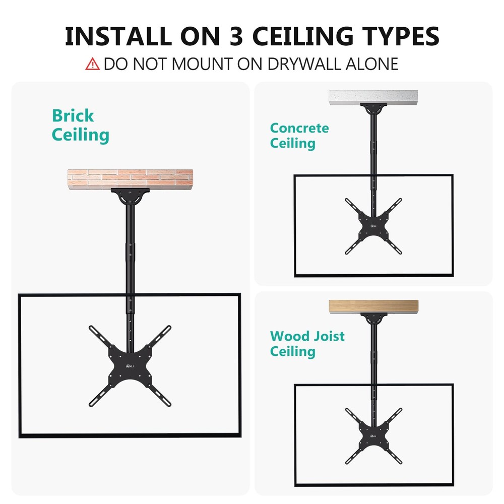 Ceiling TV Mount for 26-65 Inch LCD LED OLED 4K TVs, Hanging Pole Ceiling Mou...