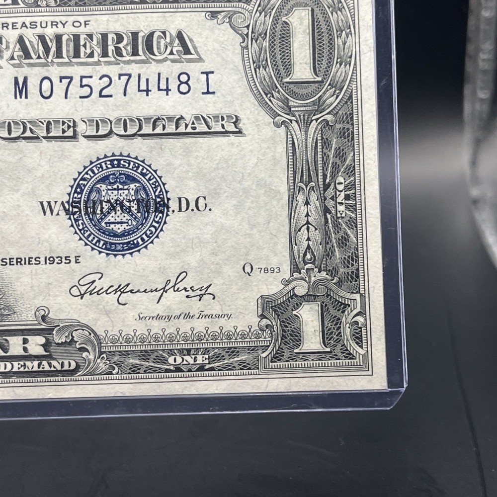 Misaligned ERROR 1935-E $1 One Dollar Silver Certificate *Crispy*