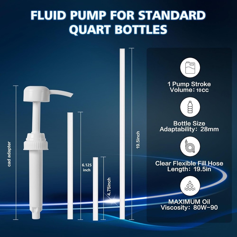 Fluid Pump for Standard Quart Bottles - 10cc Per Stroke, Transmission...