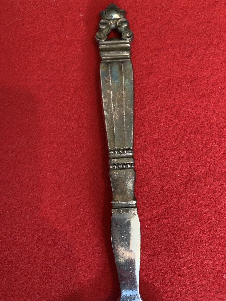 Sterling Silver Georg Jensen Denmark Large Acorn Pattern Salad Spoon