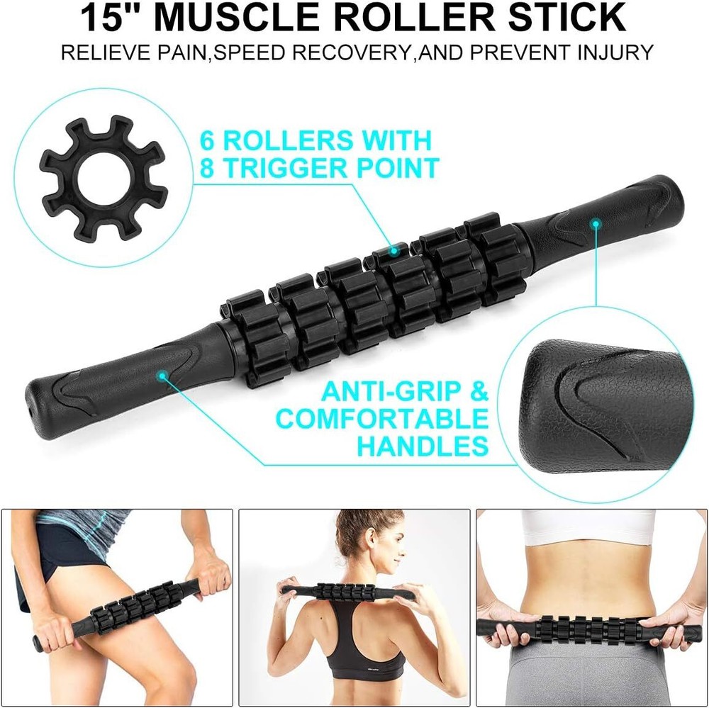 Foam Roller Set - High Density Back Roller, Muscle Roller Bar, 2 Foot