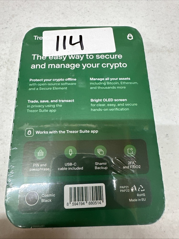 Trezor Safe 3 Crypto Hardware Wallet Secure Element Passphrase Black New