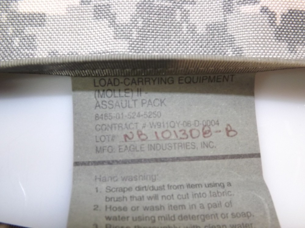 Military Issue Molle II Load-Carrying Assault Back Pack - Eagle Industries