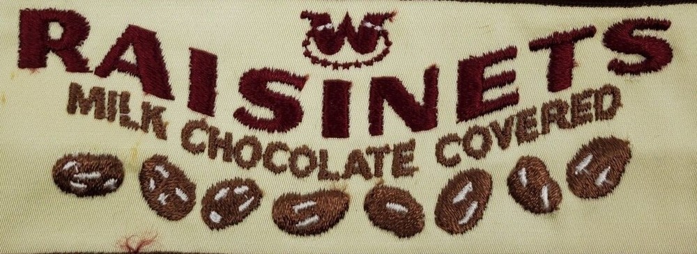RAISINETS: Milk Chocolate Covered - Rectangle Sew on Patch - NOS - 002