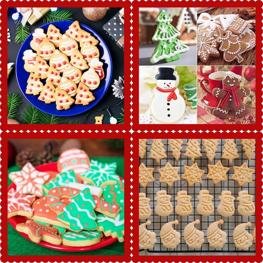 Christmas Themed Cookie Cutter Set - Plastic Spring Biscuits Pastry Cutter Set 3