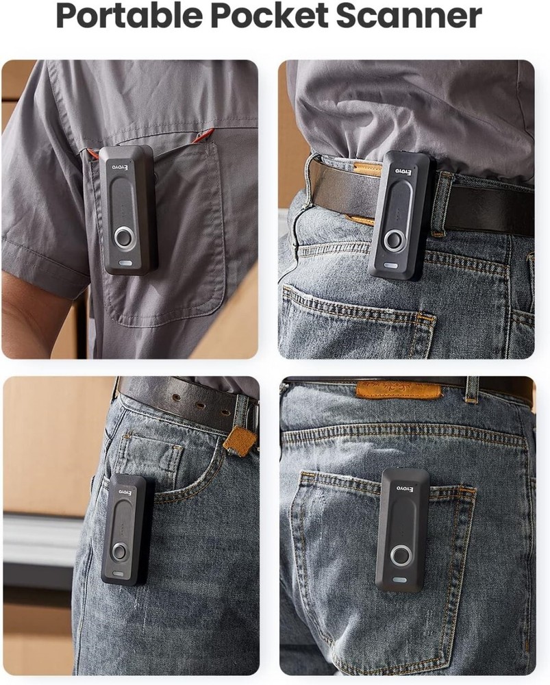 2D Bluetooth Barcode Scanner Wireless Portable Mini QR Bar Code Reader Used