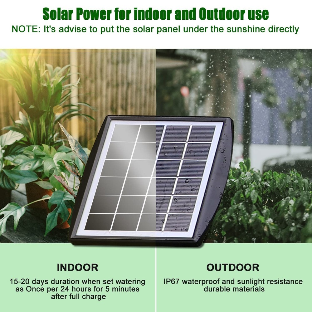 Solar Automatic Drip Irrigation Kit System, Solar Powered Auto Easy DIY Water...