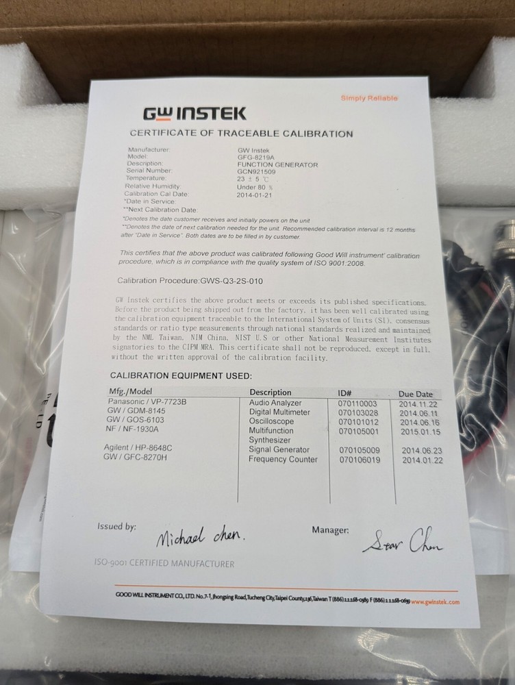 GW INSTEK GFG-8219A Function Generator, 3MHz, 6-Digits, Analog