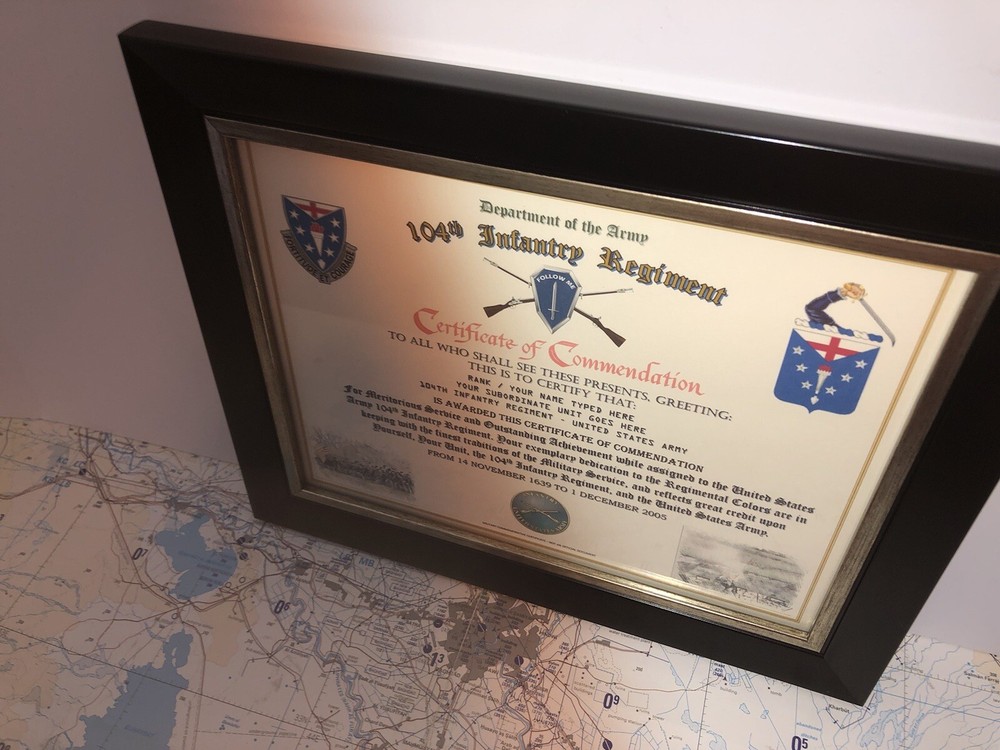 104TH INFANTRY REGIMENT / COMMEMORATIVE - CERTIFICATE OF COMMENDATION