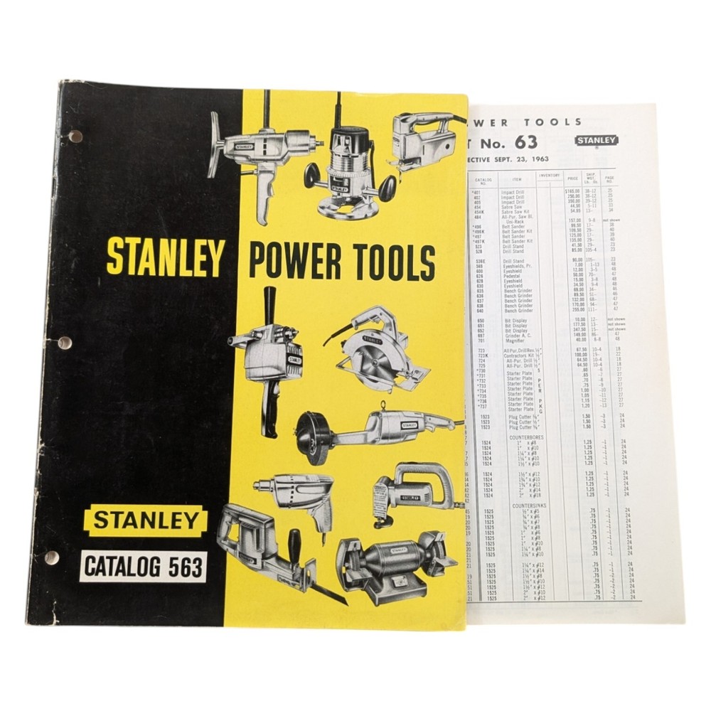 1963 Stanley Power Tools CATALOG #563 w/Price List - Great Resource