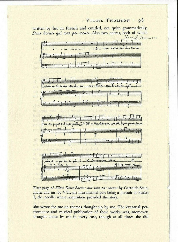 Virgil Thomson Signed Book Page / Autographed American Composer