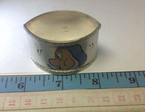 Vintage 800 Sterling Silver Hand Painted 7 Dwarfs' BASHFUL Napkin Ring Disney