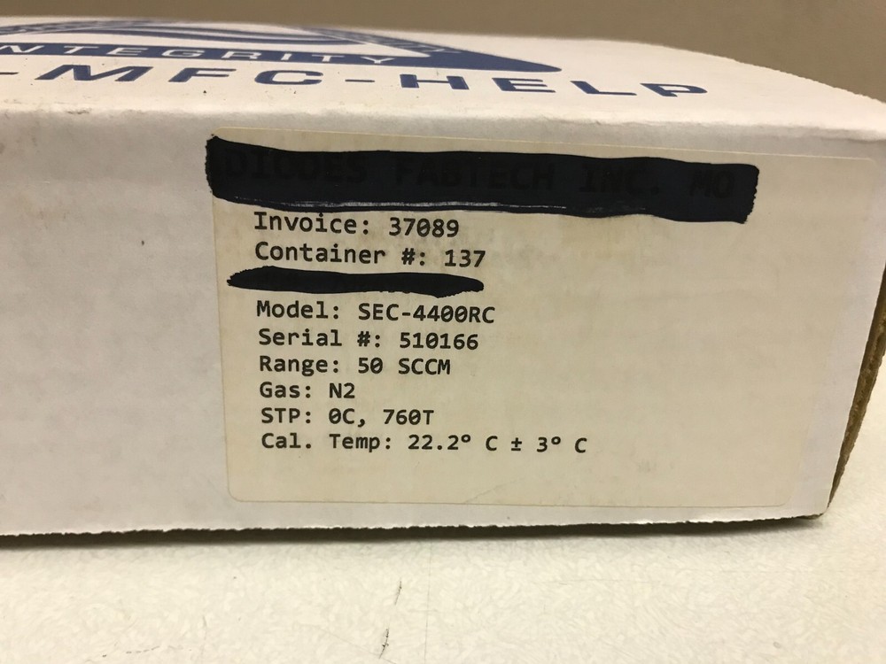 STEC SEC-4400RC Mass Flow Controller 50 sccm N2 Gas