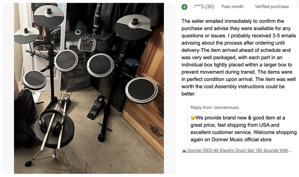 Donner DED-80 Electric Drum Set With Headphone Throne Online Lessons | Gray