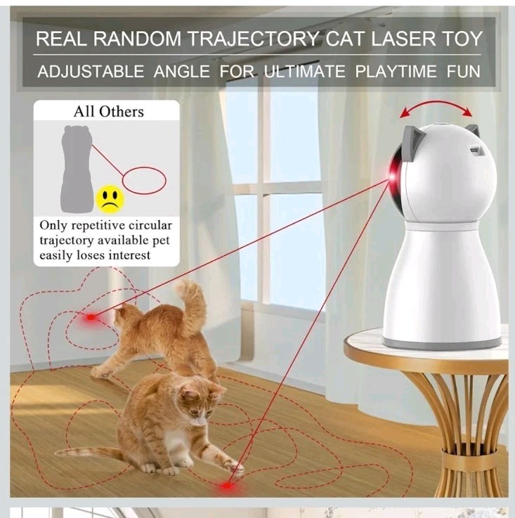 Motion-Activated Interactive Cat Pet Toy Red Dot Pointer Rechargeable Automatic