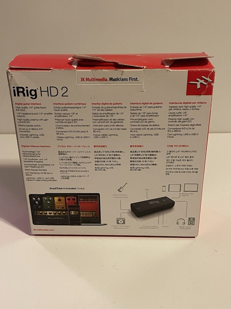 IK Multimedia iRig HD 2 Studio Quality Guitar Audio Interface for iOS/MAC/PC B4